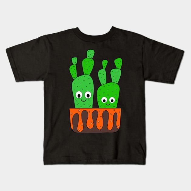 Cute Cactus Design #180: Cacti In Lava Plant Box Kids T-Shirt by DreamCactus